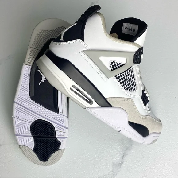 Jordan 4 Retro Military Black -Men’s White and Black Air Jordan Sneakers - Picture 6 of 10